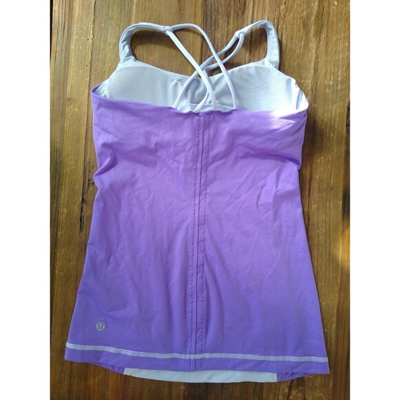 Lululemon Free To Be Tank Power Purple/Cool Breeze Sz 4 Shelf Bra EUC - Picture 1 of 4